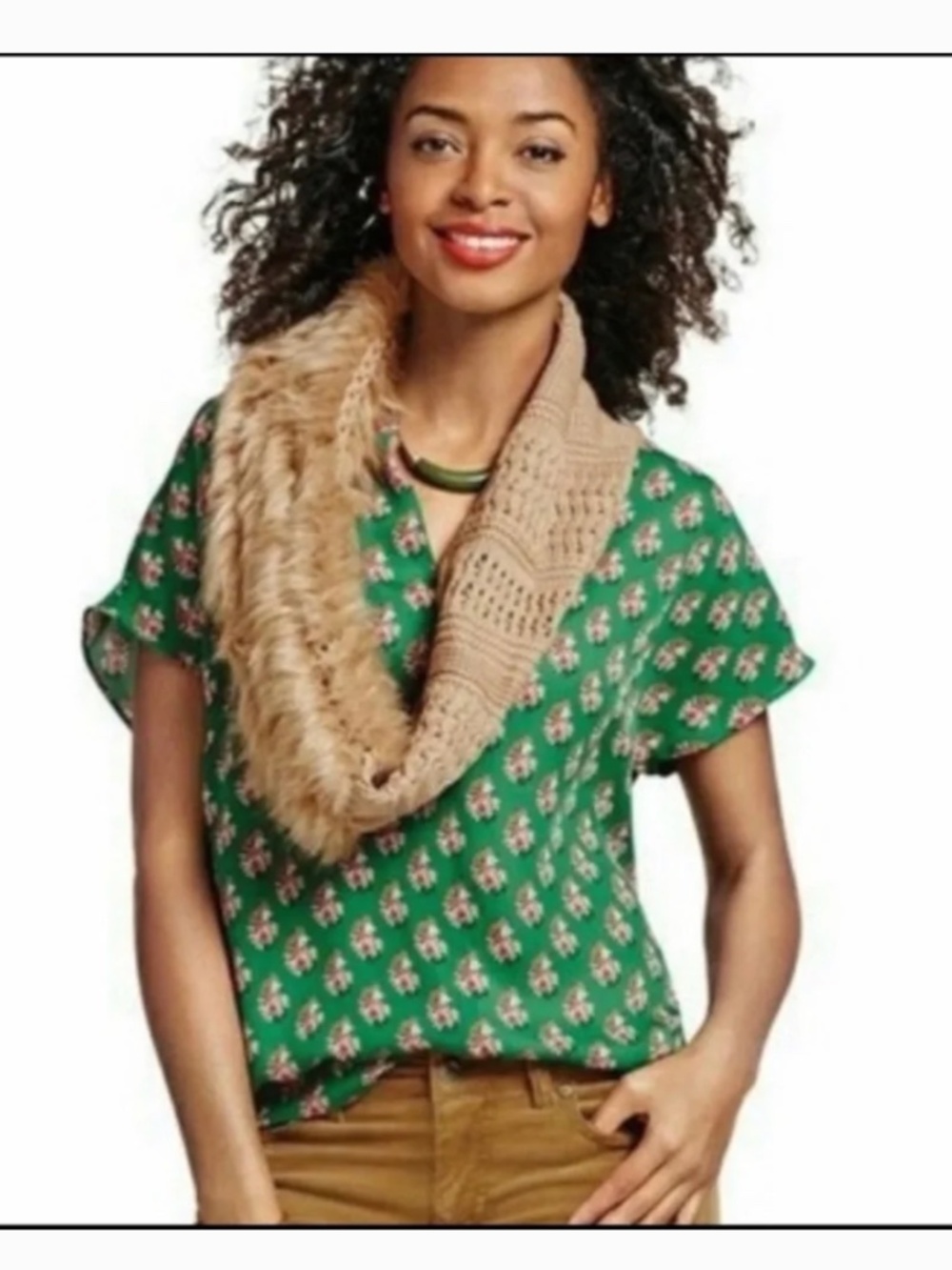 CAbi Stevie Green Floral Bouquet Blouse Top #3252 Size Small